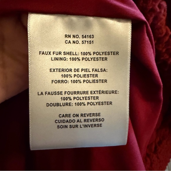 Levi’s Red Teddy Coat Faux Fur Zip Jacket Women’s Large NWT - Picture 2 of 9